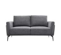 Canapé 2 places en tissu effet velours texturé gris foncé et métal noir mosco