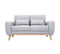 Canapé 2 places en tissu gris clair et bois clair ektor