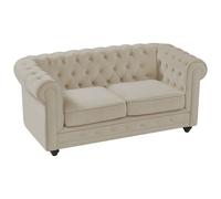 Canapé 2 places en velours beige CHESTERFIELD