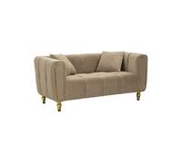 Canapé 2 places en métal et velours gris tourterelle avec coussins cm 155x81x72