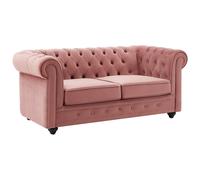Canapé 2 places en velours rose pastel CHESTERFIELD