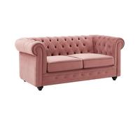 Canapé 2 places en velours rose pastel CHESTERFIELD