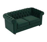 Canapé 2 places en velours vert CHESTERFIELD