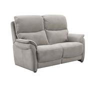Canapé 2 places fixe tissu polyester imitation peau gris clair - SULTAN