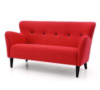 Canapé 2 places Happy rouge boutons cuir noir 150x81x82 cm