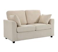 Canapé 2 places - HOMCOM - assise large, coussins à ressorts, 2 oreillers - velours côtelé - 144 x 76 x 89 cm - beige