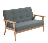 Canapé 2 Places HOMCOM Canapé en Tissu Double Canapé Rembourré Compact Design Loveseat en Lin Bois de Caoutchouc Gris 115 x 66,5 x 73 cm