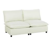 HOMCOM Canapé 2 Places Modulable Canapé de Salon Moderne 146 cm Crème | Canapé de Salon Moderne, avec Assise Large, Coussins Épais, Tissu en Lin, pour Chambre, Appartement, Petit Espace