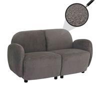 Canapé 2 places HWC-P33, canapé 2 places, tissu/textile chenille (330 g/m²) Oeko-Tex gris clair