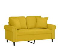 Canapé 2 places, JILI Sofa de salon, pour adulte/enfant, avec oreillers, décoratifs jaune 120 cm velours JJ1076