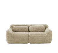 Canapé 2 places kaki clair en peluche au design modulaire sans cadre