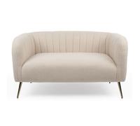 Canapé 2 places moderne Bombaro pieds métal doré et Tissu bouclette Beige