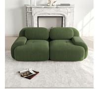 Canapé 2 places Modulable sans montage Canapé loveseat velours côtelé avec accoudoirs - Vert