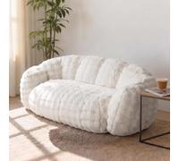 Canapé 2 Places Pouf Géant Adulte XXL Fauteuil Relax Salon Citrouille Blanc | Canapé 2 Places Velours Gaufré 3D, Fauteuil Rembourré Doux Et Confortable Mousse 30D Pour Salon, Chambre Et Ado Design