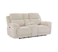 Vente-unique - Canapé 2 Places Relax électrique avec Tablette en Tissu chiné Beige KELUNO