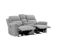 Canapé 2 places relax électrique avec tablette en tissu chiné gris KELUNO