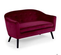 Menzzo Canapé 2 places Savoy – scandinave en velours côtelé Bordeaux L129×P73×H79 cm
