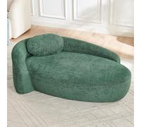 Canapé 2 places Teddy vert, minimaliste, design arrondi, pas de montage | Canapé rembourré avec housse en polaire douce en mousse de haute qualité pour salon, chambre à coucher, studio