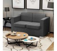 Canapé 2 places - vidaXL - Tissu Gris foncé - Confort Moelleux - Déhoussable - Design Contemporain