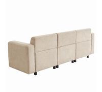 Canapé 211/67/71 cm beige en chenille avec 2 coussins et assise large
