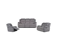 Canapés 3 places 2 places et un fauteuil relax en microfibre HERNANI - Gris