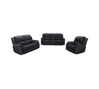 Canapés 3 places 2 places et un fauteuil relax en microfibre HERNANI - Noir