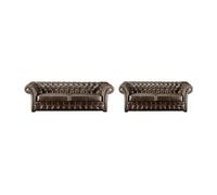 Canapé 3+2 chesterfield CLOTAIRE 100% cuir vieilli