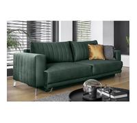 Canapé 3/4 places convertible et espace de rangement - vert foncé - en tissu de qualité luxe, ELSA