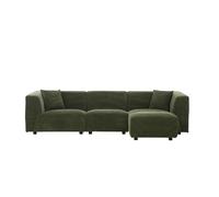 Canape droit 4 places en velours vert 87 x 130 x 70 cm