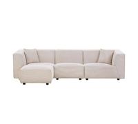 Canapé 3 places + 1 pouf modulable velours côtelé beige MONROE
