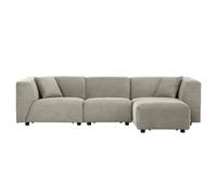 Concept Usine Canapé Monroe 3 places + 1 pouf velours côtelé modulable gris clair