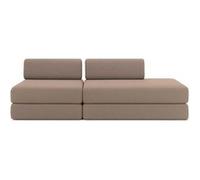 Canapé 3 places - 2 modules convertibles : Canapé 2 places + Fauteuil - Tissu lisse Marron Marron