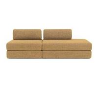 Canapé 3 places - 2 modules convertibles : Canapé 2 places + Fauteuil - Tissu tweed Jaune Jaune