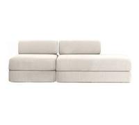 Canapé 3 places - 2 modules convertibles : Canapé 2 places + Fauteuil - Velours côtelé Blanc Blanc
