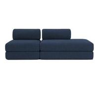 Canapé 3 places - 2 modules convertibles : Canapé 2 places + Fauteuil - Velours côtelé XL Bleu Bleu