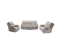 Vente-unique - Canapé 3 Places, 2 Places et Fauteuil Relax en Microfibre Gris Clair Brody