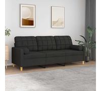 vidaXL Canapé droit 3 places en polyester – Noir