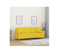 Canapé 3 places avec oreillers jaune clair 180 cm tissu Jaune G