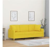 Canapé 3 places avec oreillers jaune clair 180 cm tissu Jaune G