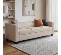 Canapé / sofa Lille, 3 places, 191x75x70cm simili-cuir, crème