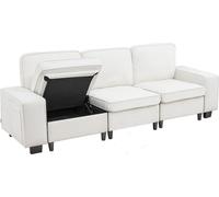 Canapé 3 places, canapé modulable avec espace de rangement inférieur, canapé moderne et confortable avec poches de rangement latérales et structure métallique, idéal pour le salon, la chambre, l'appar