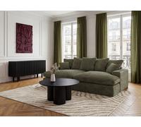 Canapé 3 places causeuse avec assise profonde NEVADA gros côtelé doux vert BOBOCHIC Vert