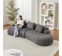 Canapé 3 places chenille anthracite design cashew modulaire sans danger | Canapé rembourré de 306 cm de large, 3 pièces, sans bords durs, emballé sous vide, pour salon, chambre d'enfant, flexible