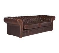 Canapé 3 places chesterfield CLOTAIRE 100% cuir vieilli