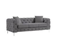 Vente-unique - Canapé 3 Places Chesterfield en Velours Anthracite Edwina