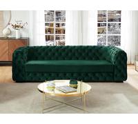 Canapé 3 places chesterfield en velours vert sapin - VENTE-UNIQUE - STANLEY - Tissu - Largeur 97 cm