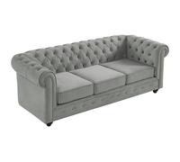 Canapé 3 places CHESTERFIELD - Velours gris clair