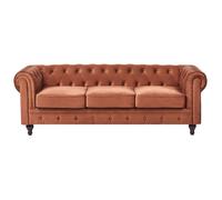 Canapé 3 places CHESTERFIELD Velours Marron doré