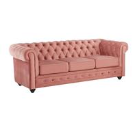 Canapé 3 places CHESTERFIELD - Velours rose pastel