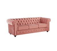 Canapé 3 places en velours CHESTERFIELD - Rose pastel - Fixe - Contemporain - Design